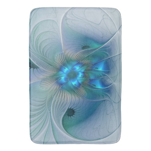 Permanente Ovations, Abstract Blue Turquoise Fract Badmat (Voorkant Verticaal)