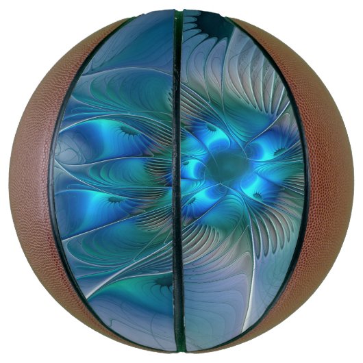 Permanente Ovations, Abstract Blue Turquoise Fract Basketbal (Verticaal)