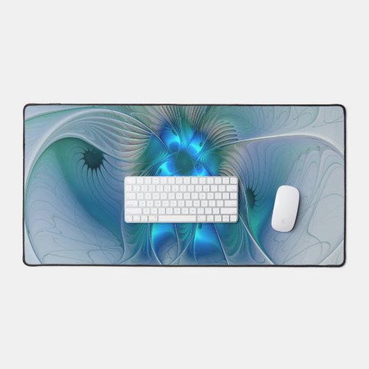 Permanente Ovations, Abstract Blue Turquoise Fract Bureaumat (Keyboard & Muis)