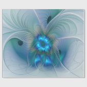 Permanente Ovations, Abstract Blue Turquoise Fract Cadeaupapier (Vlak)