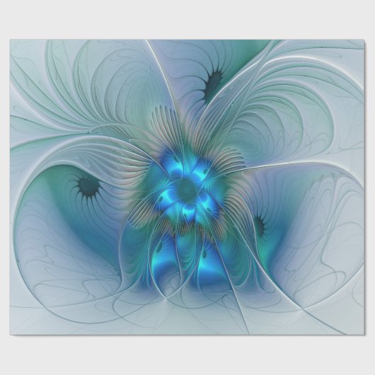 Permanente Ovations, Abstract Blue Turquoise Fract Cadeaupapier (Vlak)