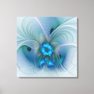 Permanente Ovations, Abstract Blue Turquoise Fract Canvas Afdruk