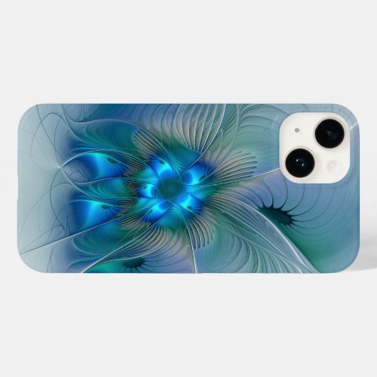 Permanente Ovations, Abstract Blue Turquoise Fract Case-Mate iPhone Case (Achterkant (horizontaal))