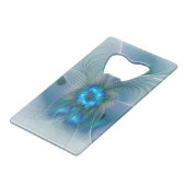 Permanente Ovations, Abstract Blue Turquoise Fract Creditkaart Flessenopener (Achterkant Gekanteld)