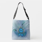 Permanente Ovations, Abstract Blue Turquoise Fract Crossbody Tas (Achterkant)
