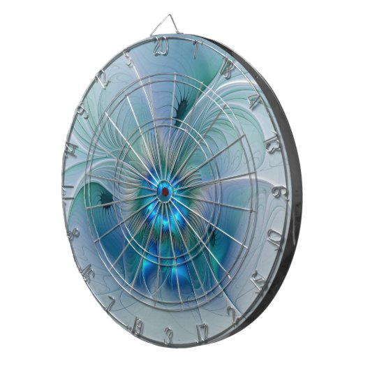 Permanente Ovations, Abstract Blue Turquoise Fract Dartbord (Voorkant Rechts)