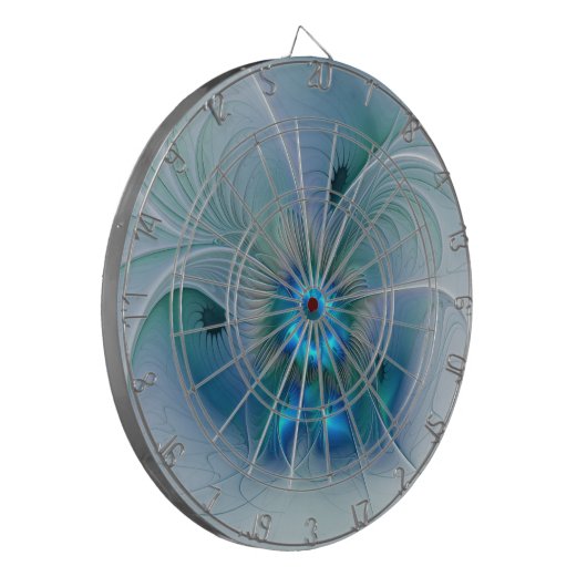 Permanente Ovations, Abstract Blue Turquoise Fract Dartbord (Voorkant Links)