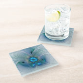 Permanente Ovations, Abstract Blue Turquoise Fract Glazen Onderzetter (Schuin)