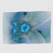 Permanente Ovations, Abstract Blue Turquoise Fract Golfhanddoek (Horizontaal)
