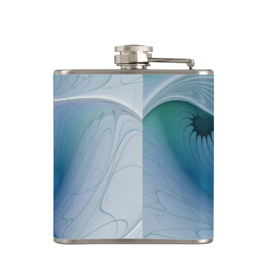 Permanente Ovations, Abstract Blue Turquoise Fract Heupfles (Achterkant)