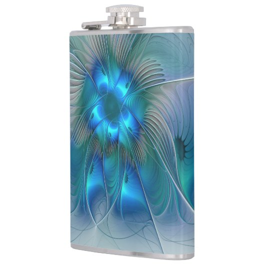 Permanente Ovations, Abstract Blue Turquoise Fract Heupfles (Links)