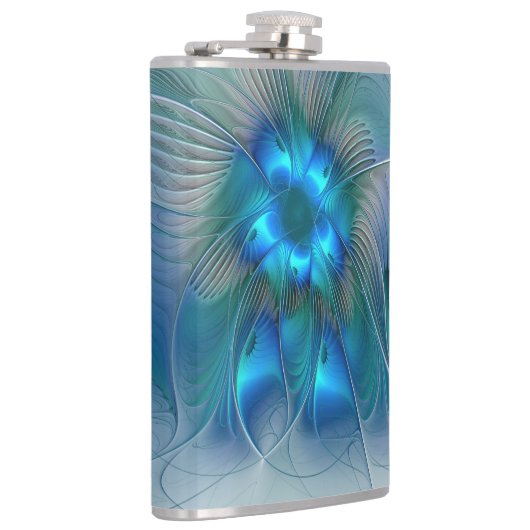 Permanente Ovations, Abstract Blue Turquoise Fract Heupfles (Rechts)