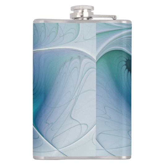 Permanente Ovations, Abstract Blue Turquoise Fract Heupfles (Achterkant)