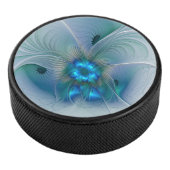 Permanente Ovations, Abstract Blue Turquoise Fract Hockey Puck (3/4)