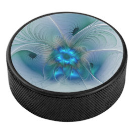 Permanente Ovations, Abstract Blue Turquoise Fract Hockey Puck