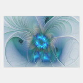 Permanente Ovations, Abstract Blue Turquoise Fract Inpakpapier Vel (Voorkant 3)