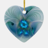 Permanente Ovations, Abstract Blue Turquoise Fract Keramisch Ornament (Voorkant)