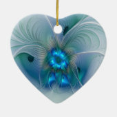 Permanente Ovations, Abstract Blue Turquoise Fract Keramisch Ornament (Achterkant)