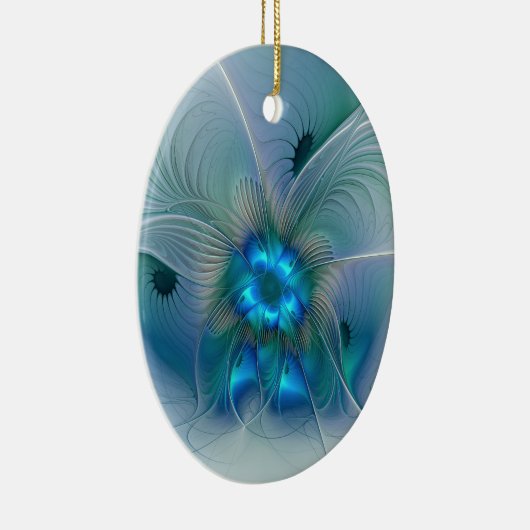 Permanente Ovations, Abstract Blue Turquoise Fract Keramisch Ornament (Rechts)