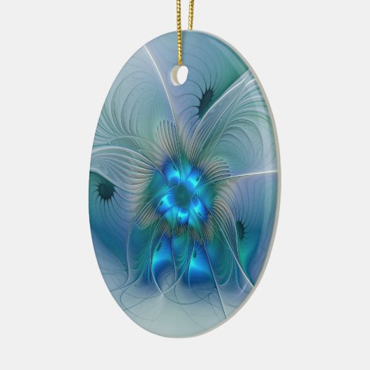 Permanente Ovations, Abstract Blue Turquoise Fract Keramisch Ornament (Links)