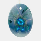 Permanente Ovations, Abstract Blue Turquoise Fract Keramisch Ornament (Achterkant)