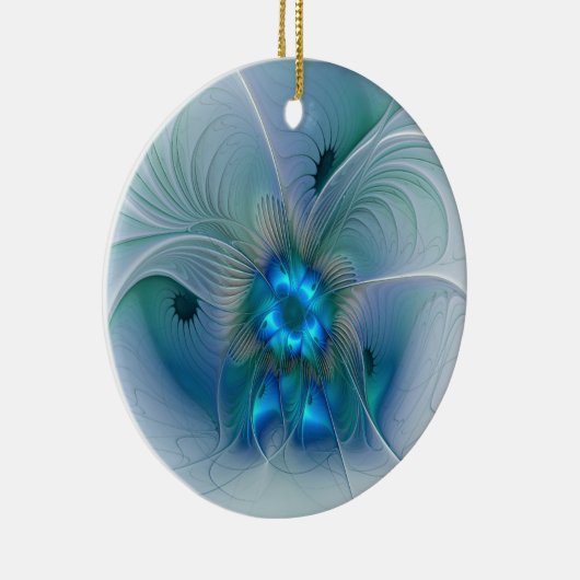 Permanente Ovations, Abstract Blue Turquoise Fract Keramisch Ornament (Rechts)