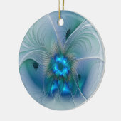 Permanente Ovations, Abstract Blue Turquoise Fract Keramisch Ornament (Links)