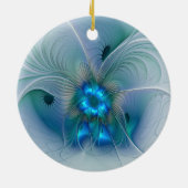Permanente Ovations, Abstract Blue Turquoise Fract Keramisch Ornament (Achterkant)