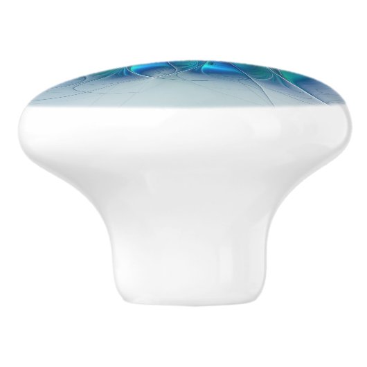 Permanente Ovations, Abstract Blue Turquoise Fract Keramische Knop (Zijkant)