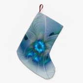 Permanente Ovations, Abstract Blue Turquoise Fract Kleine Kerstsok (Voorkant (Hangend))