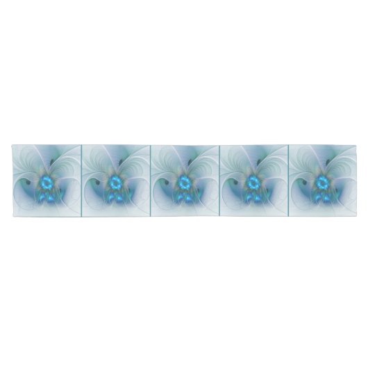 Permanente Ovations, Abstract Blue Turquoise Fract Korte Tafelloper (Horizontaal)