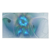 Permanente Ovations, Abstract Blue Turquoise Fract Kussensloop (Achterkant)