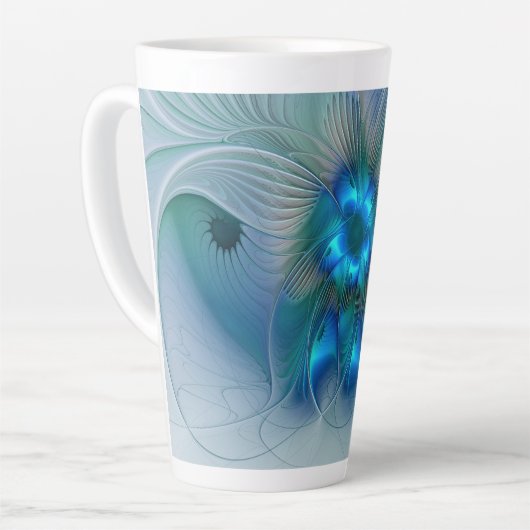 Permanente Ovations, Abstract Blue Turquoise Fract Latte Mok (Linkerhoek)
