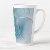 Permanente Ovations, Abstract Blue Turquoise Fract Latte Mok (Rechts)