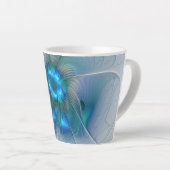 Permanente Ovations, Abstract Blue Turquoise Fract Latte Mok (Rechterhoek)