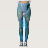 Permanente Ovations, Abstract Blue Turquoise Fract Leggings (Voorkant)