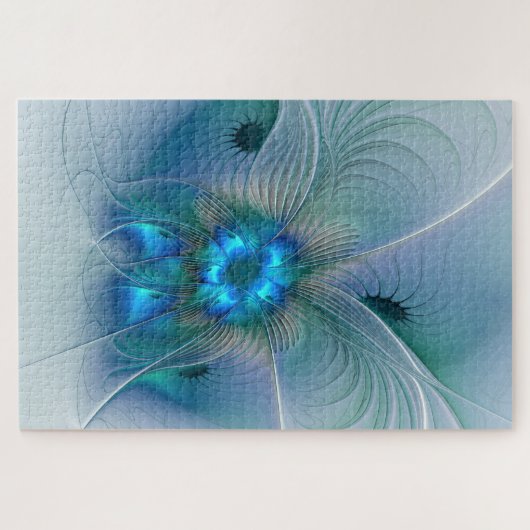 Permanente Ovations, Abstract Blue Turquoise Fract Legpuzzel (Horizontaal)