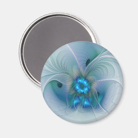 Permanente Ovations, Abstract Blue Turquoise Fract Magneet (Voorkant / Achterkant)