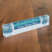 Permanente Ovations, Abstract Blue Turquoise Fract Naambordje (Zijkant)