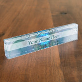 Permanente Ovations, Abstract Blue Turquoise Fract Naambordje (Zijkant)