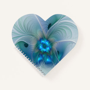 Permanente Ovations, Abstract Blue Turquoise Fract Notitieboek