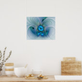 Permanente Ovations, Abstract Blue Turquoise Fract Poster (Keuken)