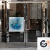 Permanente Ovations, Abstract Blue Turquoise Fract Raamsticker (Kantoordeur)