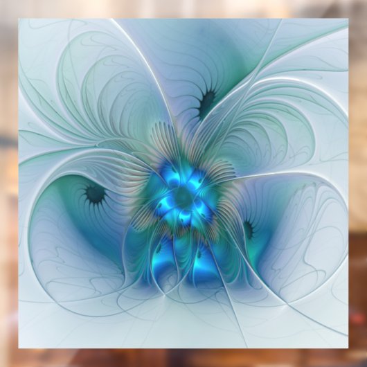 Permanente Ovations, Abstract Blue Turquoise Fract Raamsticker (Vel 2)