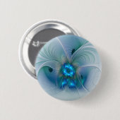 Permanente Ovations, Abstract Blue Turquoise Fract Ronde Button 5,7 Cm (Voorkant /achterkant)