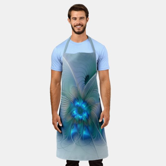 Permanente Ovations, Abstract Blue Turquoise Fract Schort (Gedragen)