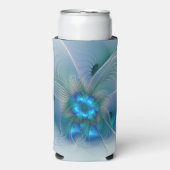 Permanente Ovations, Abstract Blue Turquoise Fract Seltzer Blikjeskoeler (Seltzer Voorkant)