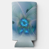 Permanente Ovations, Abstract Blue Turquoise Fract Seltzer Blikjeskoeler (Achterkant)