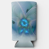 Permanente Ovations, Abstract Blue Turquoise Fract Seltzer Blikjeskoeler (Voorkant)