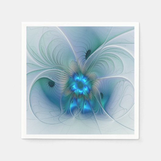 Permanente Ovations, Abstract Blue Turquoise Fract Servet (Voorkant)